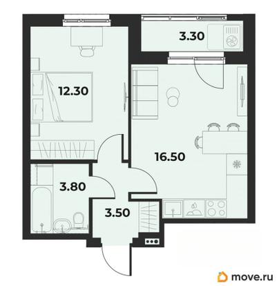 2-комн. квартира, 37.8 м&sup2;