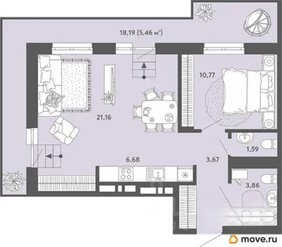 2-комн. квартира, 56.57 м&sup2;