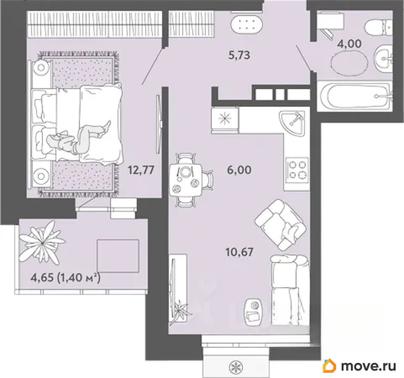 2-комн. квартира, 40.6 м&sup2;