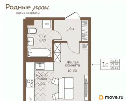1-комн. квартира, 24.66 м&sup2;