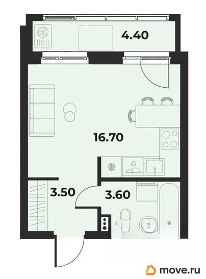 студия, 26 м&sup2;