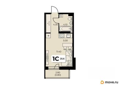 студия, 25.6 м&sup2;