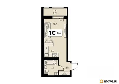 студия, 27.4 м&sup2;