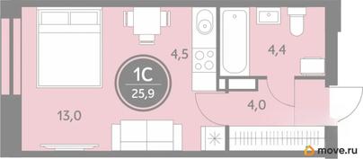 студия, 25.9 м&sup2;