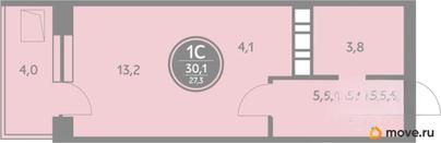 студия, 27.3 м&sup2;