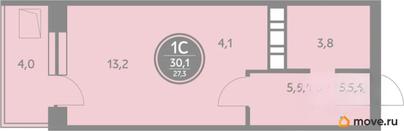 студия, 27.3 м&sup2;