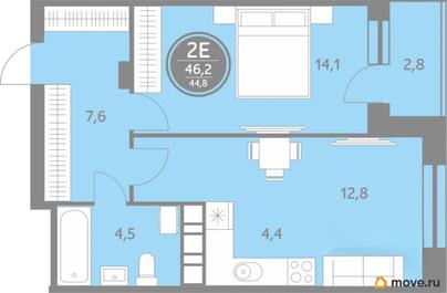 1-комн. квартира, 37.7 м&sup2;