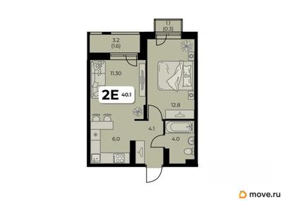 2-комн. квартира, 40.1 м&sup2;