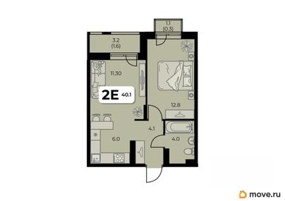 2-комн. квартира, 40.1 м&sup2;