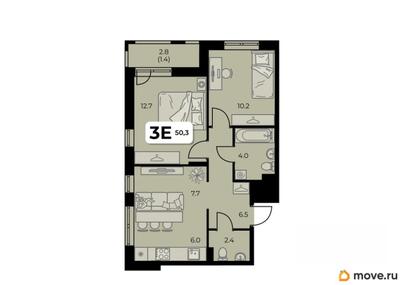 3-комн. квартира, 50.3 м&sup2;