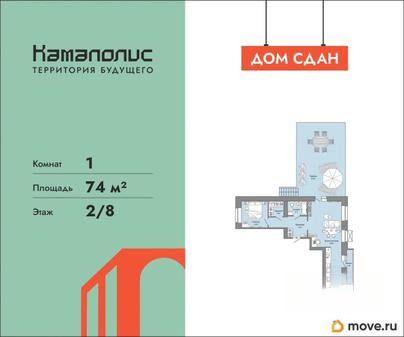 1-комн. квартира, 74 м&sup2;