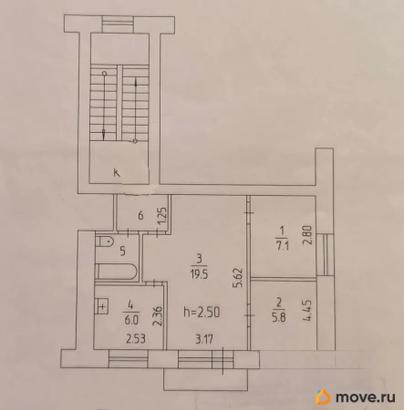 3-комн. квартира, 43.6 м&sup2;