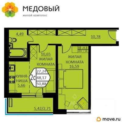 2-комн. квартира, 47 м&sup2;