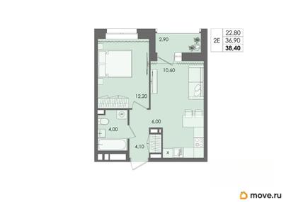 2-комн. квартира, 38.4 м&sup2;