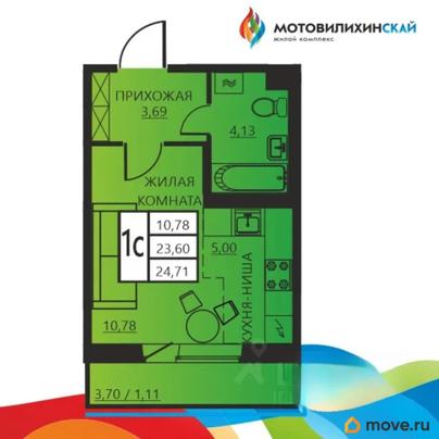 1-комн. квартира, 24.71 м&sup2;