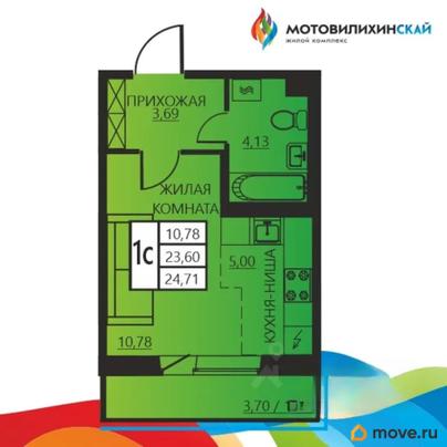 1-комн. квартира, 24.71 м&sup2;