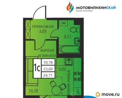 1-комн. квартира, 24.71 м&sup2;