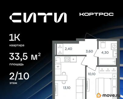 1-комн. квартира, 33.5 м&sup2;