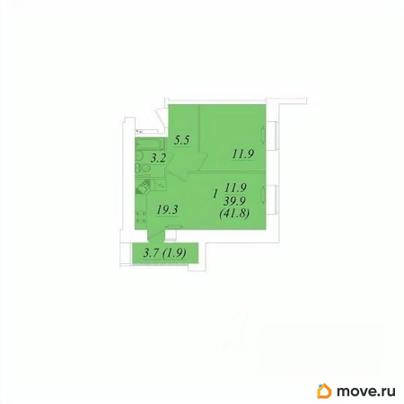 1-комн. квартира, 41.8 м&sup2;
