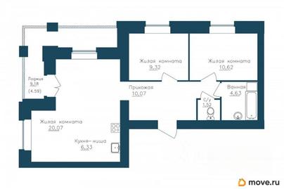 3-комн. квартира, 71.83 м&sup2;