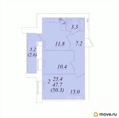 2-комн. квартира, 50.3 м&sup2;