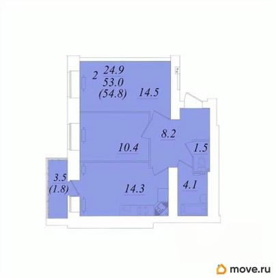 2-комн. квартира, 54.8 м&sup2;