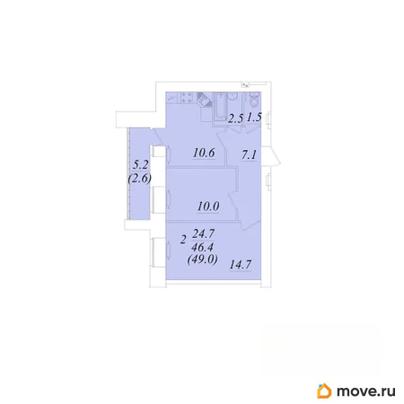 2-комн. квартира, 49 м&sup2;