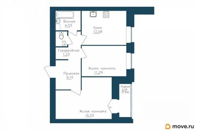 2-комн. квартира, 59.36 м&sup2;