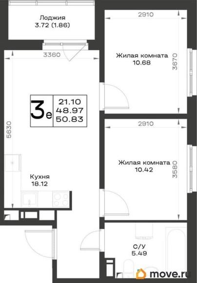 2-комн. квартира, 49.78 м&sup2;