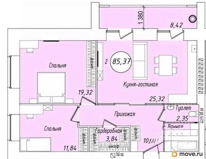 2-комн. квартира, 86 м&sup2;