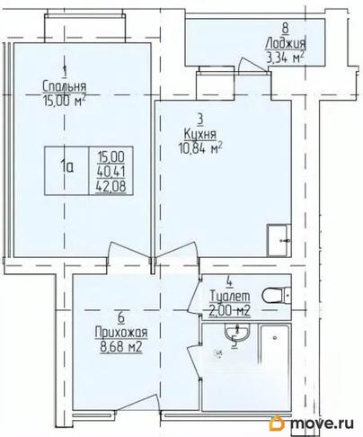 2-комн. квартира, 43 м&sup2;