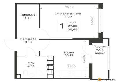 1-комн. квартира, 39.62 м&sup2;