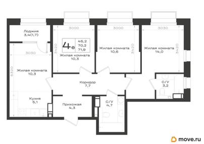 4-комн. квартира, 71.9 м&sup2;