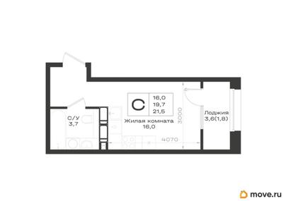 студия, 21.5 м&sup2;