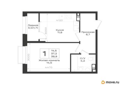 1-комн. квартира, 38.9 м&sup2;
