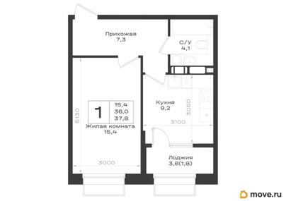 1-комн. квартира, 37.8 м&sup2;