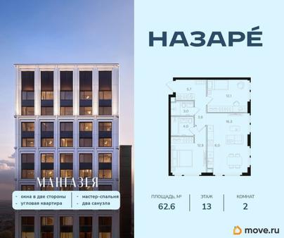 2-комн. квартира, 62.6 м&sup2;