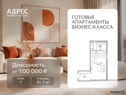 1-комн. апартаменты, 31.7 м&sup2;