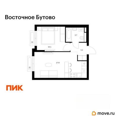 1-комн. квартира, 34.8 м&sup2;