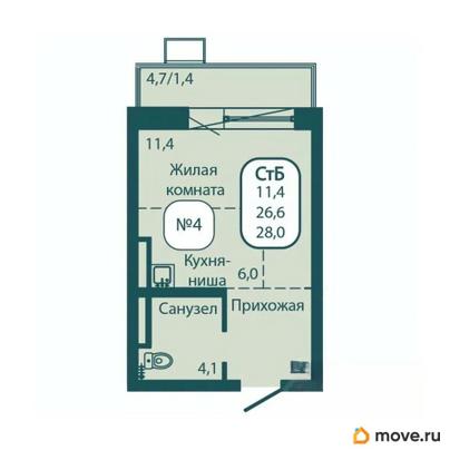 студия, 28 м&sup2;