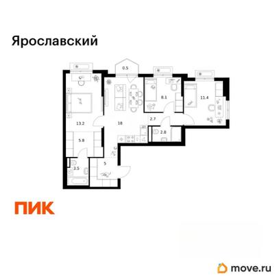 3-комн. квартира, 71 м&sup2;