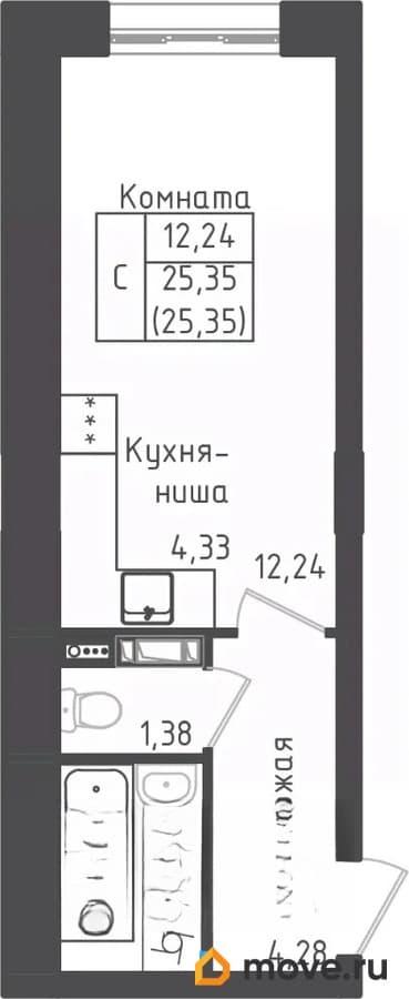 студия, 25.35 м&sup2;