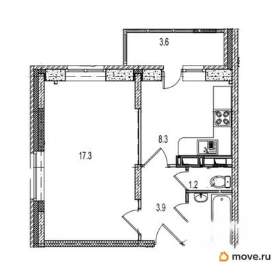1-комн. квартира, 36.9 м&sup2;
