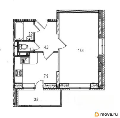1-комн. квартира, 36.6 м&sup2;