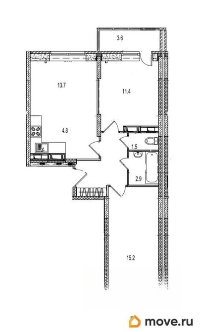 3-комн. квартира, 60 м&sup2;