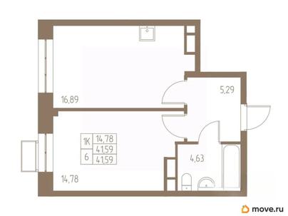 1-комн. квартира, 41.59 м&sup2;