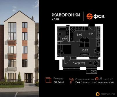 1-комн. квартира, 30.84 м&sup2;