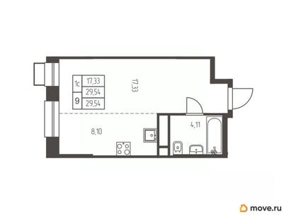 студия, 29.5 м&sup2;