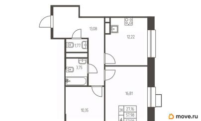 2-комн. квартира, 58 м&sup2;