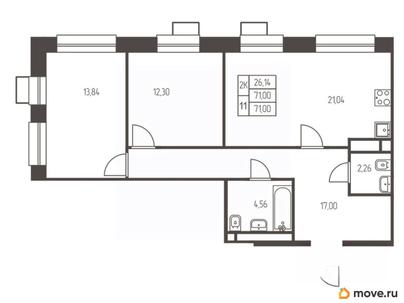 2-комн. квартира, 71 м&sup2;